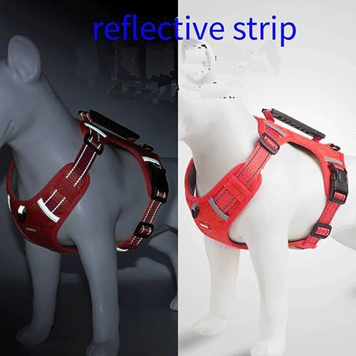 Dog Harness, No Pull Service Vest, Reflective Strips, Control Handle, Soft Padded, Adjustable and Comfortable for Easy Walking (Red, Medium)