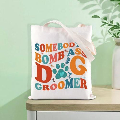 FOTAP Dog Groomer Tote Bag - Somebody's Bomb As Dog Stylist Gift Appreciation