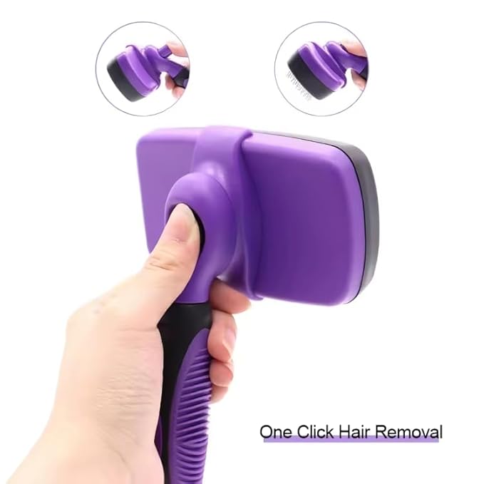 Self-Cleaning Slicker Brush for Dogs & Cats, Gentle on Skin, Deshedding Tool for Long & Short Hair Pets, purple
