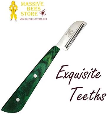 Massive Bee Store® Dog Grooming Coat Stripping Knife Stripper Trimmer Tool Wooded Handle tripping Knives Set of 6 in Stainless Steel non slip tool for grooming dogs (Green)