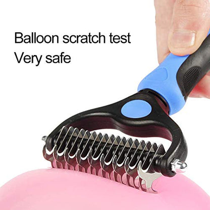 pets grooming tools (PPGT-001 blue) Dog and Cat Dematting Deshedding Brush Tool- Premium Pet Dematting Comb – Exceptional Grooming Accessory for Pets
