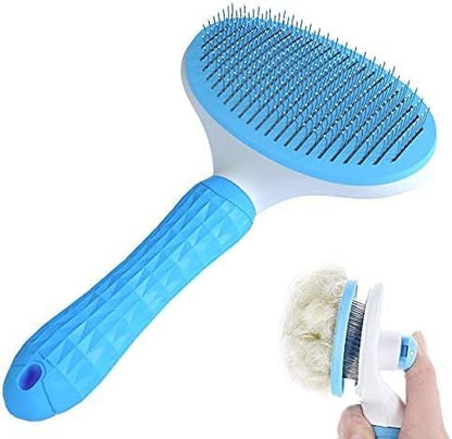 Pet Grooming Brush, Self Cleaning Slicker Brush for Dogs, Cats, Bunnies, Removes Loose Undercoat, Massaging Tool for Long or Short Hair