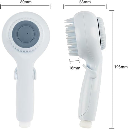 Dog Shower Head with Brush – 3-in-1 Pet Grooming Tool with Shampoo Dispenser & Stainless Steel Hose – Indoor/Outdoor Use – Compatible with ¼” Faucet & ¾” Hose Adapter