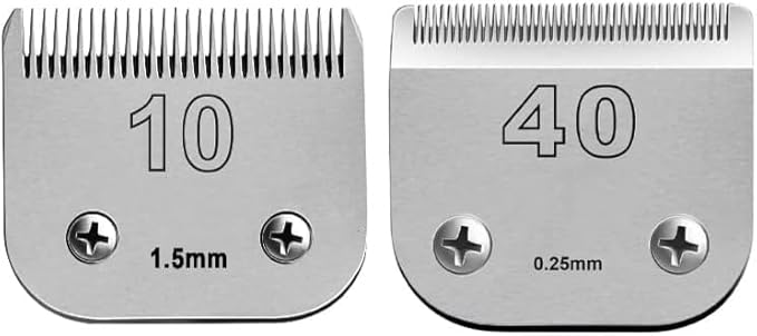 Size 40/10 Detachable Pet Dog Grooming Ceramic Blades Compatible with Oster A5,Wahl KM10 Series Clipper,Cut Length 1/100 to 1/16 in,2 Count