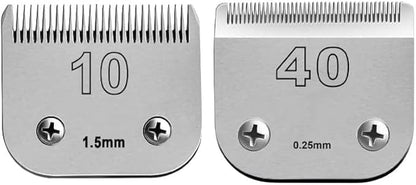 Size 40/10 Detachable Pet Dog Grooming Ceramic Blades Compatible with Oster A5,Wahl KM10 Series Clipper,Cut Length 1/100 to 1/16 in,2 Count