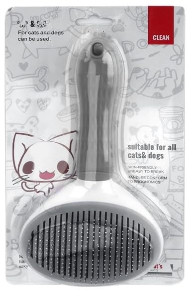Pet Brush Universal Pet Self Cleaning Slicker Brush for Dogs and Cats with Long or Short Hair, Gray