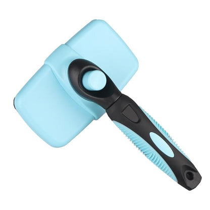 Self Cleaning Slicker Brush for Dogs Cats Deshedding Brush Removes Loose Fur Dogs Brush for Shedding Grooming Brushes for Long Short Haired Pets (Blue)
