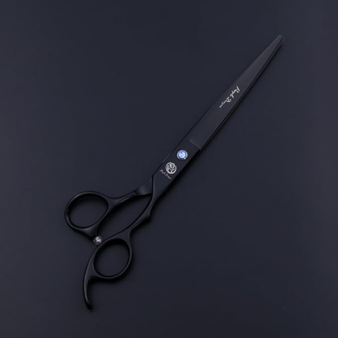 Purple Dragon 7.0 inch Professional Dog Grooming Hair Cutting Scissor &Curved Scissor&Chunker Shear Kit with Bag - for Pet Groomer or Family DIY Pet Use