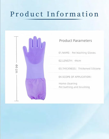 Pet Grooming Gloves with Brush,Lengthened Silicone Gloves, High-Density Massage Column Design, Suitable for Bathing and Massaging Cats and Dogs at Home or in Pet Stores
