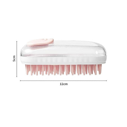 Pet Grooming Brush with Silicone Bristles, Massage Scrubber for Dogs & Cats, White and Pink (Pink)
