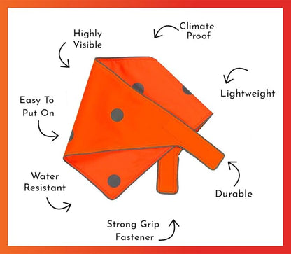 SPOT THE DOG! Reflective Dog Bandanas - High Visibility Safety Dog Accessories for Small, Large Dogs, Orange Collar, Scarf, Kerchief, Bib for Hunting, Camping, Walking at Night (Blaze Orange, M-L)