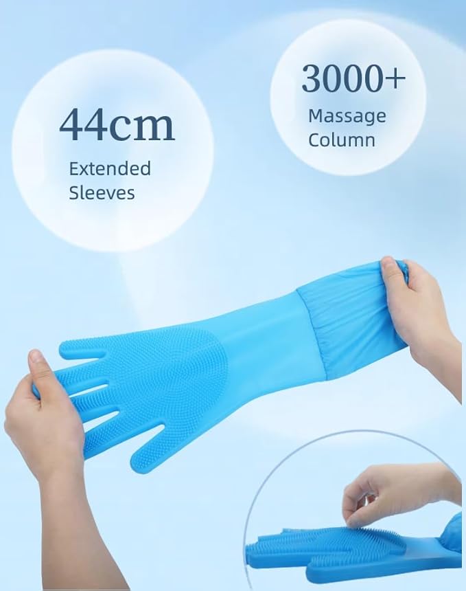 Pet Grooming Gloves - Lengthened Silicone Gloves, High-Density Massage Column Design, Suitable for Bathing and Massaging Cats and Dogs at Home or in Pet Stores