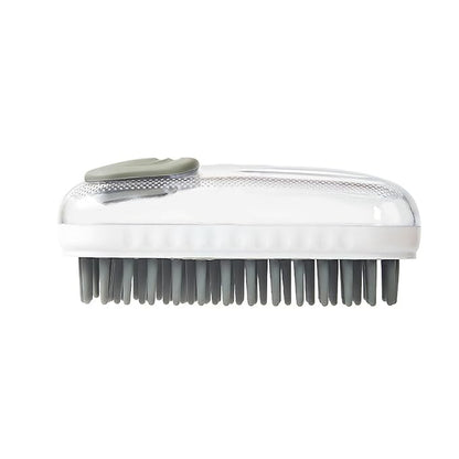 Pet Grooming Brush with Silicone Bristles, Massage Scrubber for Dogs & Cats, White and Pink (Gray)