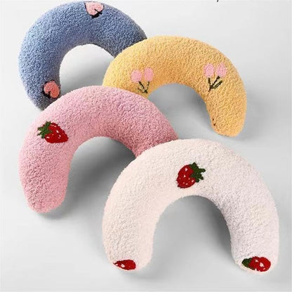 T'CHAQUE Dog Pillow Bed, Cat Calming Pillow, Dog Neck Pillow for Joint Relief Sleeping, Ultra Soft Half Donut Cuddler, Pillow Pet for Upper Spine Support, Doggy/Kitten Pillow Training Toy, PinkCherry
