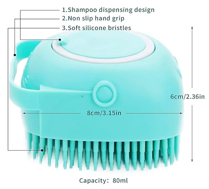 Pet Bath Massage Brush Puppy Dog Cat Grooming Soft (Blue)