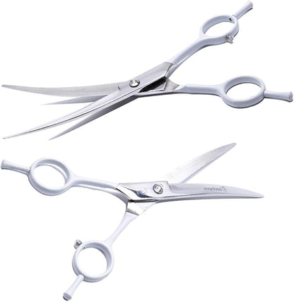 LovinPet Dog Grooming Scissors/6CR grooming Scissors for Dogs/curved Scissors for Dog Grooming/dog Scissors Grooming/left/right-handed Safety Blunt-tip Dog Scissors for Grooming Eyes for Dogs And Cats