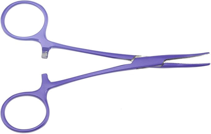 LILYS PET Pet Colourful Stainless Steel Hemostat Hemostatic Forcep,Pet Ear Hair Pull Forcep,Bend head and Straight head kit (Purple, 12cm)
