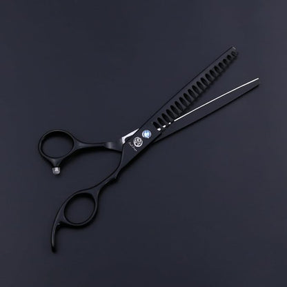 Purple Dragon 7.0 inch Professional Dog Grooming Hair Cutting Scissor &Curved Scissor&Chunker Shear Kit with Bag - for Pet Groomer or Family DIY Pet Use