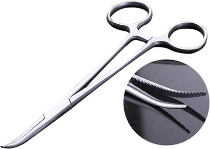 Hemostatic Forceps, Stainless Steel Dog Cat Pet Scissors Ear Hair Clamp Fishing Scissors Tools (18CM bent)