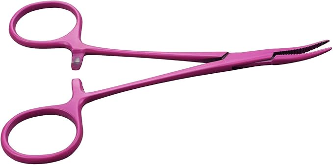 Pet Colourful Stainless Steel Hemostat Hemostatic Forcep,Pet Ear Hair Pull Forcep,Bend Head and Straight Head kit (Pink)