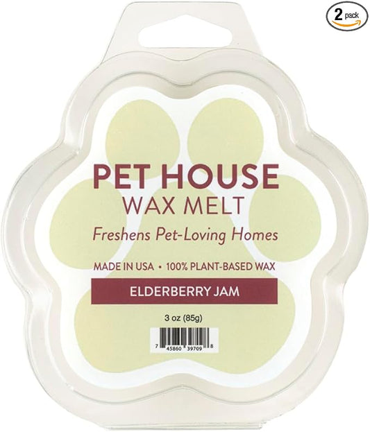 One Fur All Pet House Wax Melts - Elderberry Jam Pack of 2 - Odor Eliminating, Long-Lasting Scented, Pet-Friendly, Natural