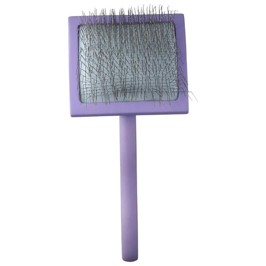 Slicker Brush, Long Pin Brush, Pet Comb, Dematting Tool with Stainless Steel Pins, Large(Black or Purple)(Purple)