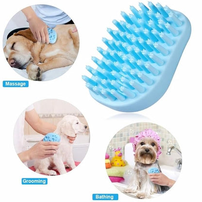 Soft Silicone Bristles Massage Grooming Brush for Dogs and Cats Soft Pet Shampoo Brush for Shedding Hair Pet Bathing Tool (White)