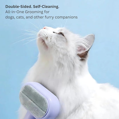 Self-Cleaning Slicker Brush for Dogs & Cats – Effective Pet Grooming & Deshedding Tool, Gentle & Skin-Safe, Ideal Dog Brush for Small, Medium & Large Breeds (Yellow)