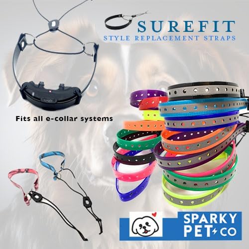 Sparky Pet Co - Surefit ECollar Replacement Strap - Bungee Dog Collar Waterproof - Adjustable - Secure Nexus Wheel Lock - for Electronic Training & Invisible Fence Systems - 1" (Reflective Yellow)