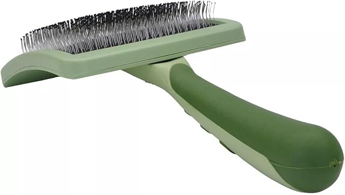 Coastal Dog Slicker Brush, Green - Grooming Brush for Dogs of All Hair Types, Pet Brush for Shedding - Curved Design for Easy Detangling - Non-Slip Handle, 6.75'' x 4.25''