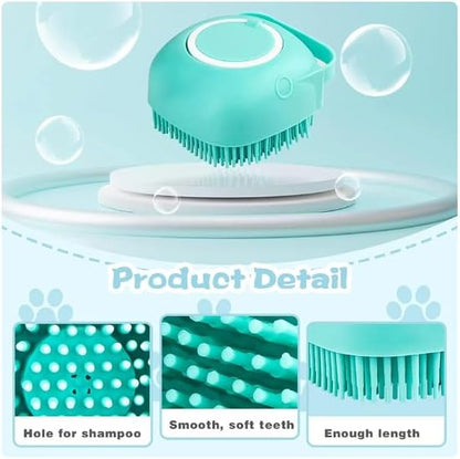 S.K PRODUCTION Pet Grooming Bath Massage Brush Scrubber with Shampoo and Soap Despenser Soft Silicone Bristle for Long Short Haired Cats Dogs Shower (Pink)