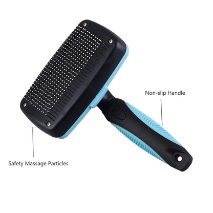 Self Cleaning Slicker Brush for Dogs Cats Deshedding Brush Removes Loose Fur Dogs Brush for Shedding Grooming Brushes for Long Short Haired Pets (Blue)