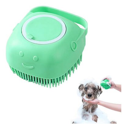 Silicone Dog Massage Brush-Shampoo Dispencer (blue)