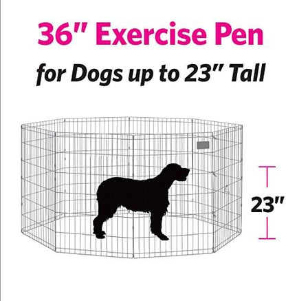 New World Dog Exercise Pen & Playpen, 24" W x 36" H, No Door, Black