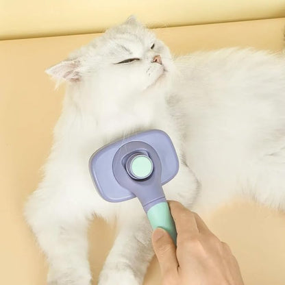 360-degree Rotating Head Self-Cleaning Dog&Cat Slicker Brush, Cat Brush with Release Button, Indoor Cats Shedding, for Cat and Dog Grooming (Navy & Yellow)