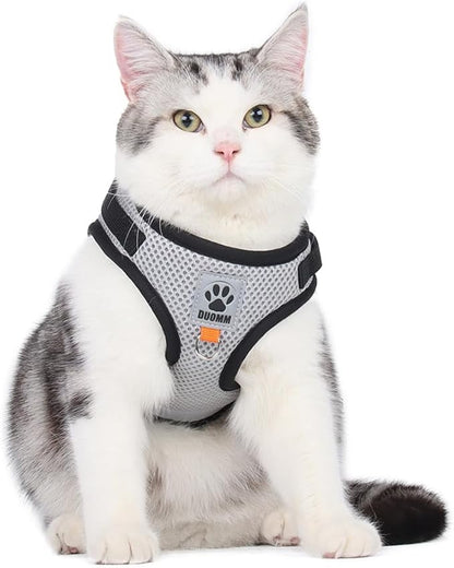 leconpet Dog Harness and Leash Set, Reflective Step in Harness Vest Set-Hook and Loop Fasteners and Buckle Design Combined with Double D Ring on The Back and Chest Ring (Grey, XS)