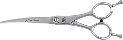 6.25” Contour Curved Shear Pet Dog Grooming Scissors, Patent Grip Design, Easy Adjust, Japanese 440C Tempered Steel, Lightweight, Professional Dog Scissors For Dog Grooming (Serrated)