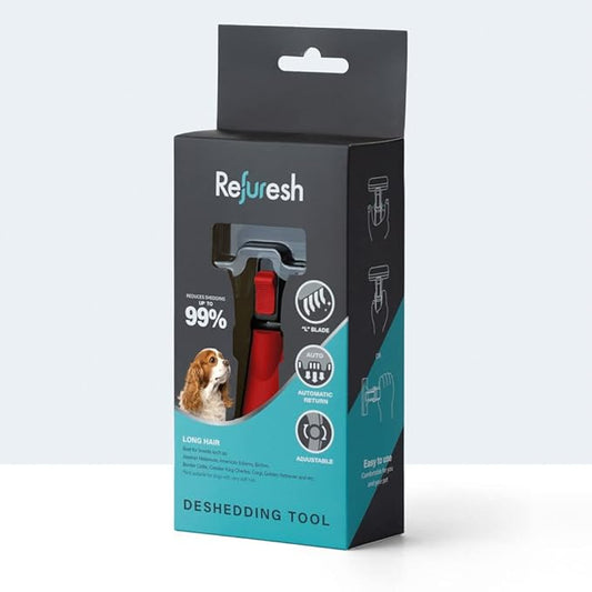 Deshedding Brush for Dogs & Cats - Small & Red, Long Hair Grooming Tool, Dog Deshedding Brush, Cat Deshedding Brush, Lightweight Deshedding Tool for Shedding Control. Pet Deshedder