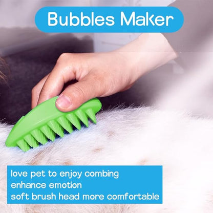 Pet Dog Wash Brush, Bog Bath Brush Soft Silicone Soothing Massage Rubber Grooming Brush Self Clean for Long Short Haired Dogs Cats Grooming Bath Supplies (Green)