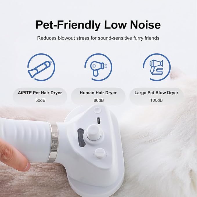 3-in-1 Pet Grooming Tool - Hair Dryer with Slicker Brush & Steam Spray, Self-Cleaning Deshedding Brush with USB Rechargeable for Dogs/Cats, Ideal for Home & Travel