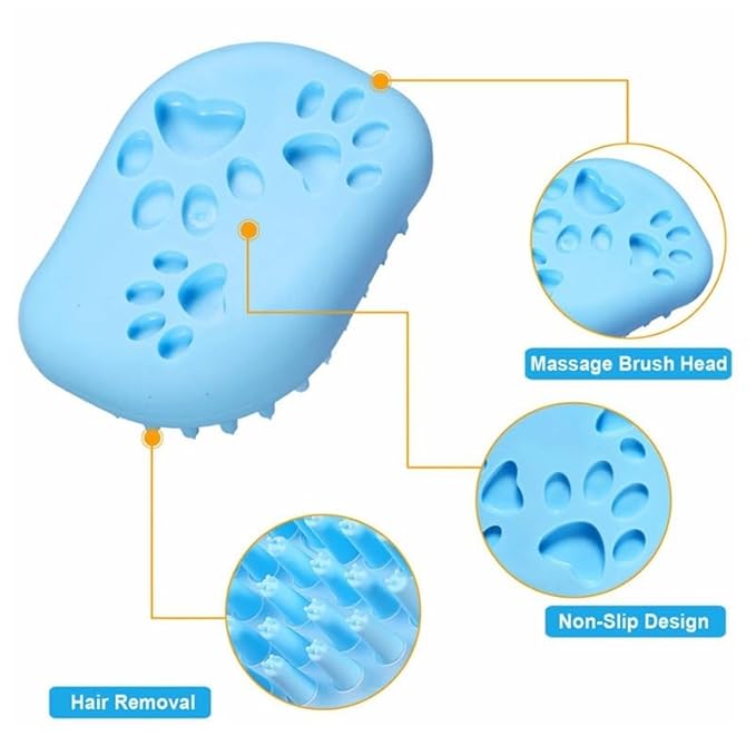 Soft Silicone Bristles Massage Grooming Brush for Dogs and Cats Soft Pet Shampoo Brush for Shedding Hair Pet Bathing Tool (White)