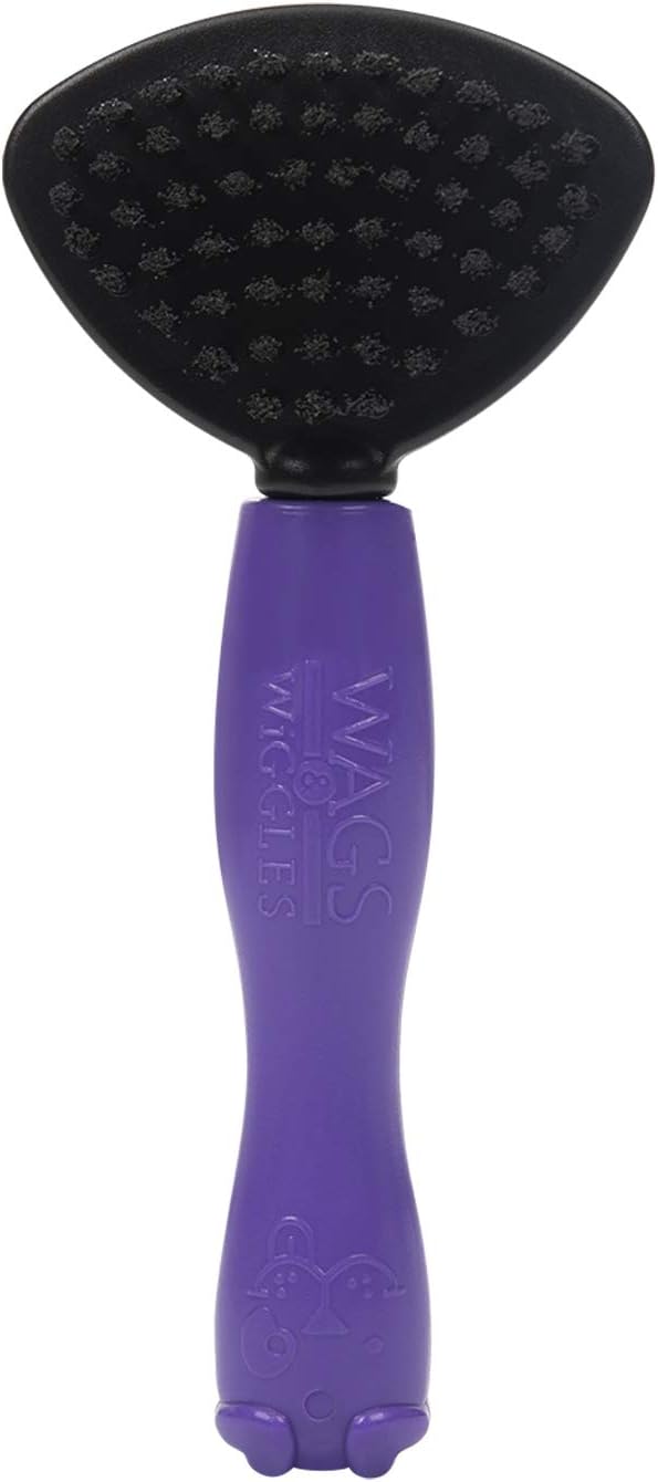 Wags & Wiggles Two-Sided Bristle and Squiggly Pin Brush for Small Dogs | Short Hair Dog Grooming Brush | Best 2-in-1 Grooming Supplies