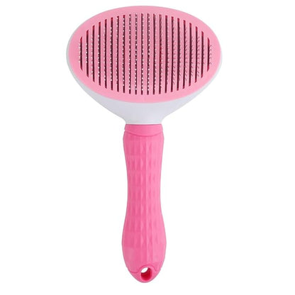 Self-Cleaning Slicker Brush for Dogs and Cats, Hair Cleaner Brush, Shedding and Dematting Grooming Comb, Pet Grooming Brush-Pink, standtard