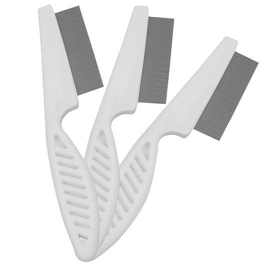 Kopal Flea Combs & Lice Combs for Dogs and Cats, Fine Tooth Combs 3-pc, White