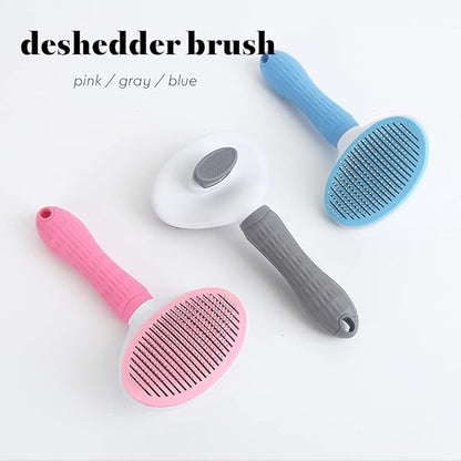 Self Cleaning Bristle Slicker Brush for Dogs Cats, Pets Easy Grooming Brush, Deshedding Massaging Tool, Gray