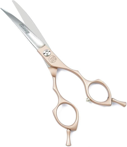 Moontay 6.5" Professional Pet Grooming Scissors Set, 3-pieces Dog Cat Grooming Straight & Curved & Chunker Shears/Scissors with 1 Grooming Comb, 440C Japanese Stainless Steel Grooming Scissor, Gold