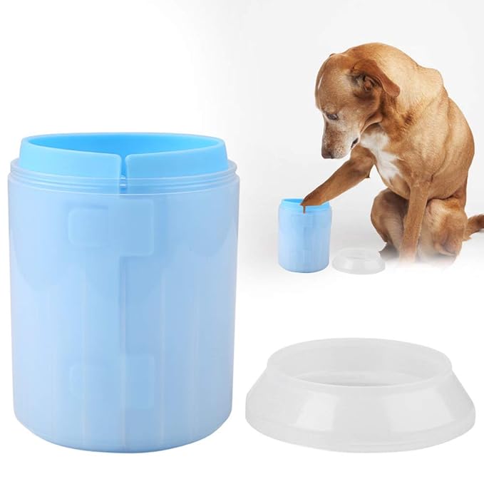 Raguso Silicone Brush Cup Pet Feet Washer Brush Dog Cat Washing Cup Pet Dog Cleaner Cup Dog Cat Cleaning Cup with Soft Silicone for Small Breed Dog & Cat (Blue)