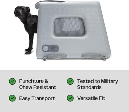 Diggs Enventur Medium Soft Dog Crate - Portable Indoor & Outdoor Dog Kennel - Inflatable Ultra-Durable Travel Crate for Safe Car Travel & Adventures - 34" L x 22.5" W x 27" H (Grey)