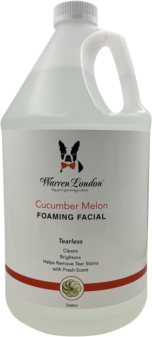 Warren London Foaming Pet Facial | Tear Free Dog Face Wash | Tearless Dog Shampoo for Faces & Dog Eye Stain Remover | Refreshing Cucumber Melon Wash | Made in USA | 1 Gallon