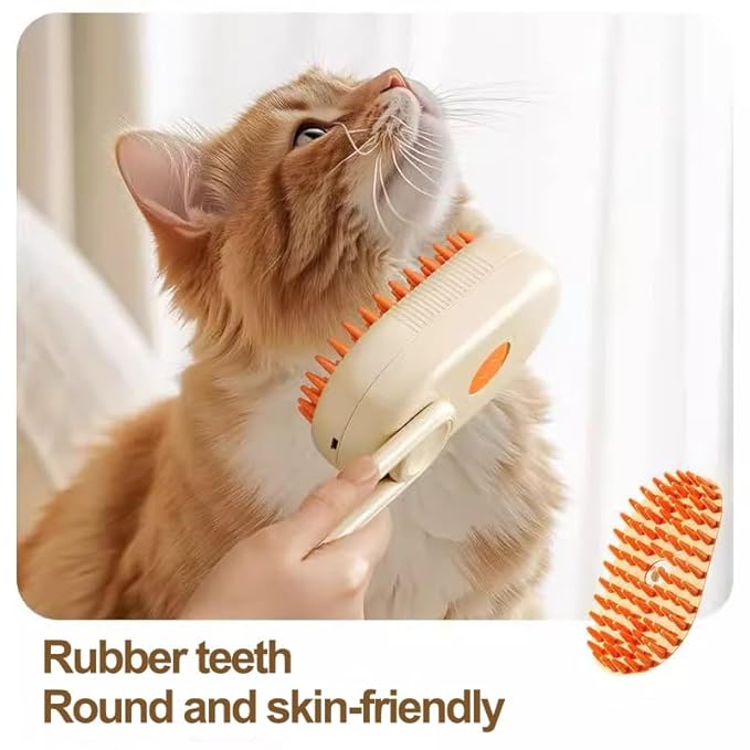 Cloud Care 3-in-1 Steam Brush for Cat/Dog Shedding - Rechargeable Anti-Static Grooming Tool with Adjustable Steam & Self-Cleaning - Detangles Long/Short Hair + Massage Function (Khaki)